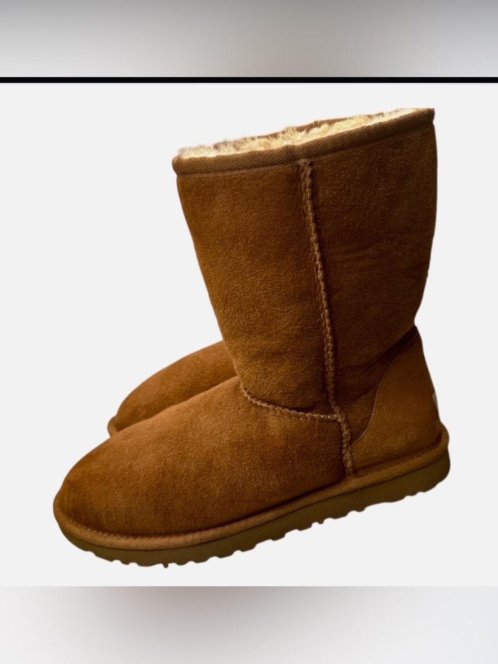 UGG Classic Short 5825 Chestnut Suede Sheepskin Shearling Pull-On Boots Women 8